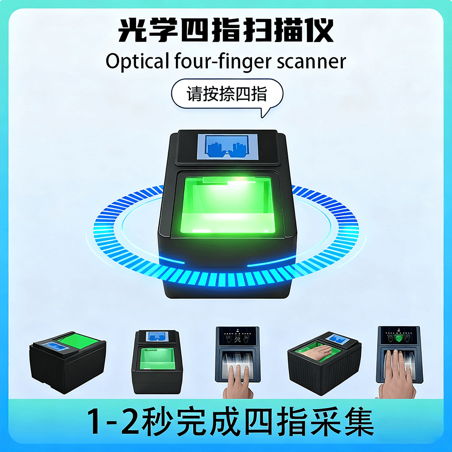 光學(xué)四指掃描儀外觀(guān)展示_FBI FAP 60標(biāo)準(zhǔn)指紋采集設(shè)備